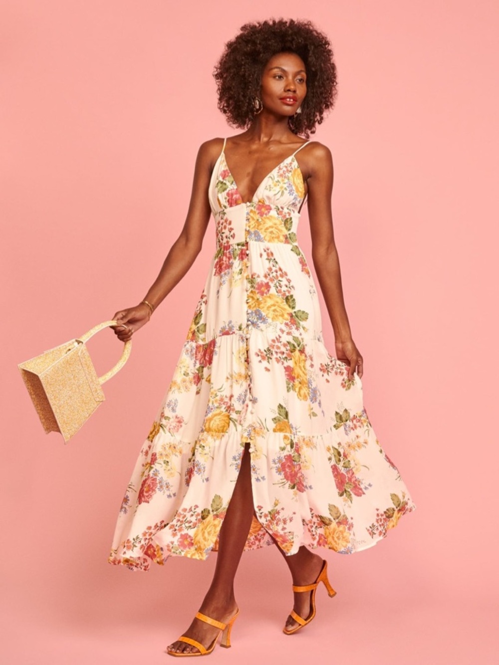 Reformation Jaden Midi Dress in Bouquet Floral Print 2